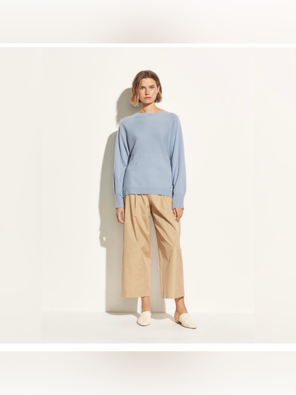 Vince Side Slit Cashmere Wool Boatneck Blue Pullover Sweater Size XS